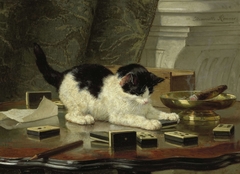 The cat at play by Henriëtte Ronner