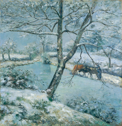 The Pond at Montfoucault in Winter, Effect of Snow by Camille Pissarro