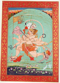 The vehicles for the avatars of Vishnu with one body, five heads, ten arms each by Anonymous