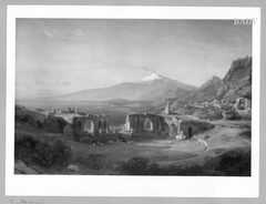 Theater-Ruine in Taormina mit Blick auf den Aethna by Eduard Agricola