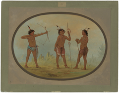 Three Shoshonee Warriors Armed for War by George Catlin