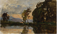 Trees by the Water, Sunset by Nathaniel Hone the Younger