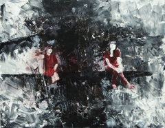 two women in red by Nansy Charitonidou