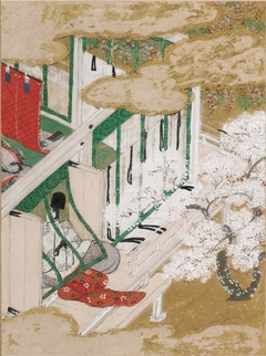 Under the Cherry Blossoms (Hana no En), Illustration to Chapter 8 of the Tale of Genji (Genji monogatari) by Tosa Mitsunobu