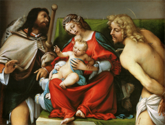 Madonna with the Child and Sts Rock and Sebastian by Lorenzo Lotto