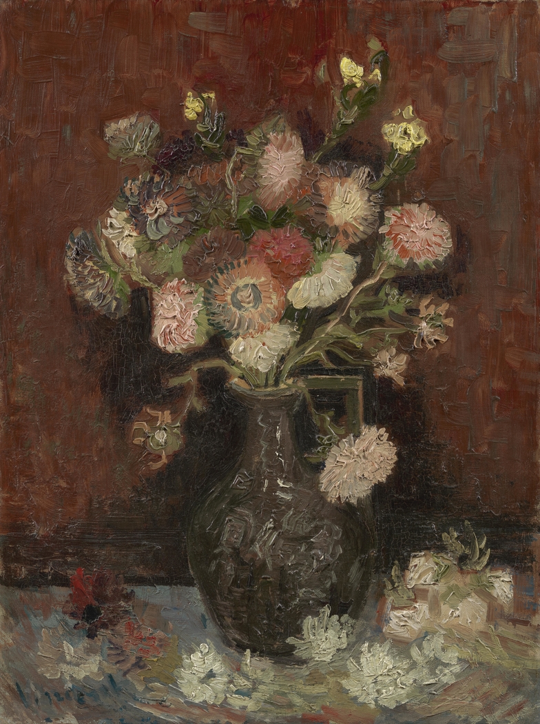 Vase with Chinese Asters and Gladioli