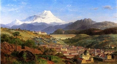 View of Riobamba, Ecuador, Looking North Towards Mount Chimborazo