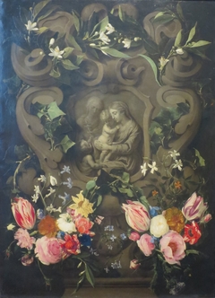 Virgin and Child with St. Elizabeth and John the Baptist in a Floral Garland by Daniel Seghers