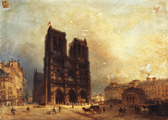 Vue du parvis de Notre-Dame, vers 1835 by Anonymous