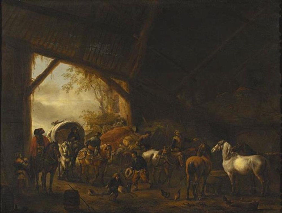 Wagons in a Barn