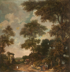 Wall decor with landscape from Nieuwe Doelenstraat 22 (roadway) by Jurriaen Andriessen