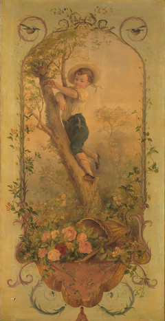 Wanddecoratie met jongetje in boom by Paul-Alfred Colin