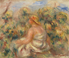 Woman with Hat in a Landscape (Femme avec chapeau dans un paysage) by Auguste Renoir