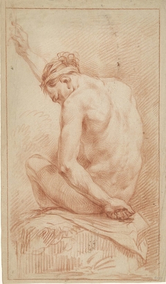 Zittend mannelijk naakt, iets naar links, op de rug gezien by Unknown Artist