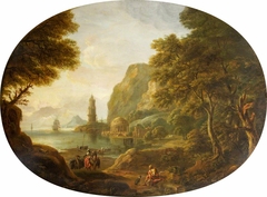 A Bay with a  Temple and Tower by Coplestone Warre Bampfylde