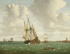 A Dutch Whaler Close-Hauled in a Breeze by Jan Claesz Rietschoof