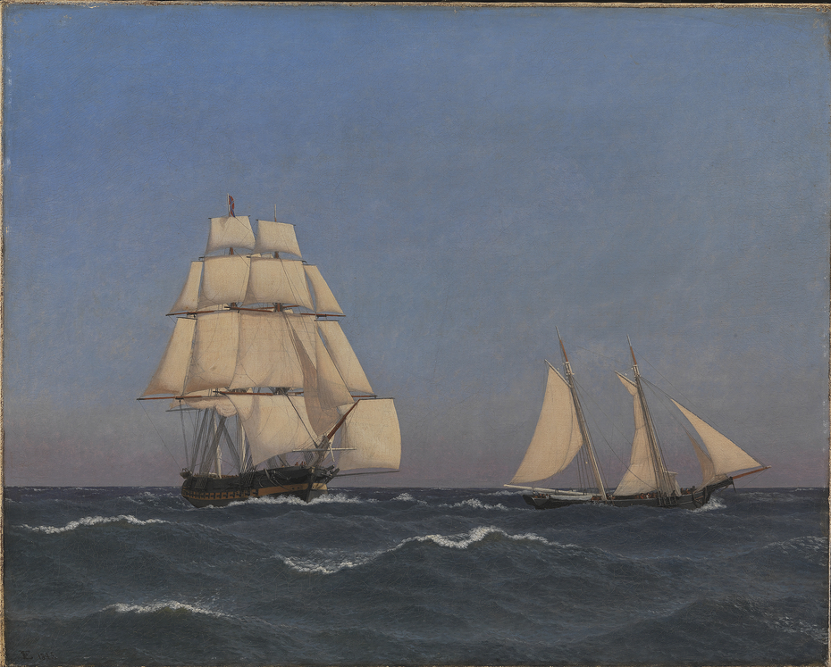 A Privateer Outsailing a Pursuing Frigate