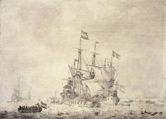 A Sea-piece with a Dutch Merchant Ship and a Swedish Flute
