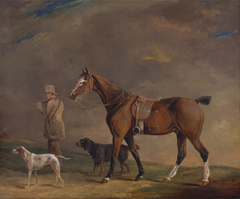 A Sportsman with Shooting Pony and Gun Dog by Edwin W Cooper of Beccles