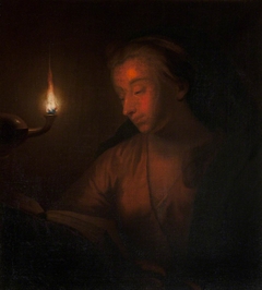 A Woman reading by Lamplight (called 'The Penitent Magdalen') by after Godfried Schalcken