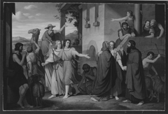 Abschied des jungen Tobias und seiner Braut von den Schwiegereltern by Clemens von Zimmermann
