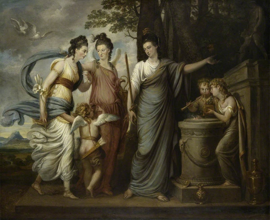 Allegorical Scene with Juliana, Countess of Carrick (1727/8–1804) as Wisdom, directing her Younger Daughters, Lady Henrietta Butler, later Viscountess Mountgarnet (1750–1785) and Lady Margaret Butler/
