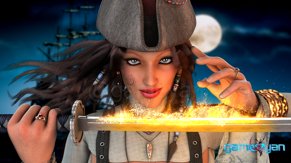 Angela Fantasy Pirates Character Model by Gameyan Game Art Design Companies - California, USA