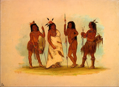 Apachee Chief and Three Warriors by George Catlin