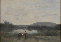 Banks of a River Dominated in the Distance by Hills by Jean-Baptiste-Camille Corot