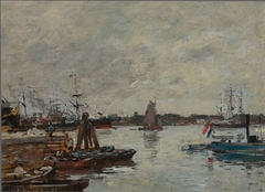 Berthing Quay in Rotterdam by Eugène Louis Boudin