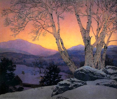 Birches in Winter by Maxfield Parrish