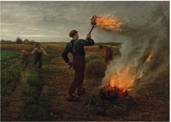 Burning Tares in a Wheatfield by Jules Breton