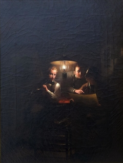 Candlelight Scene with Three Figures