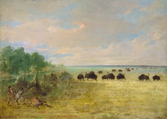 Catlin and Party Stalking Buffalo in Texas by George Catlin