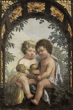 Christian Allegory with two Children both Pouring from a Carafe into a Bowl by Unknown Artist