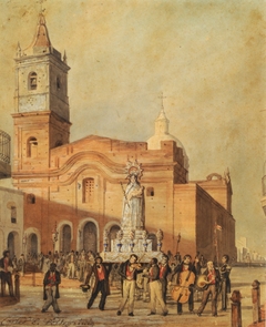 Church of Santo Domingo (procession of Our Lady of the Rosary, 1830) by Charles Pellegrini