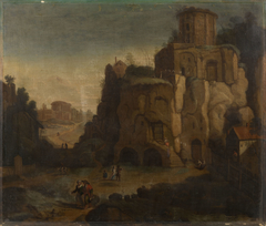 Classical Ruins with Figures by Anonymous