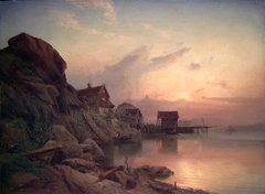 Coastal Landscape in Sunset by Johan Jørgen Broch