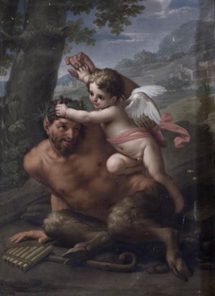 Cupid attacking a Satyr (after Francesco Mancini) by Anonymous