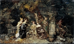 Figures dans un parc by Adolphe Joseph Thomas Monticelli