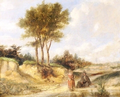 Figures on a Country Road by Alfred Gomersal Vickers