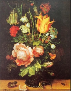 Flowers in a glass vase, 1615 by Roelant Savery