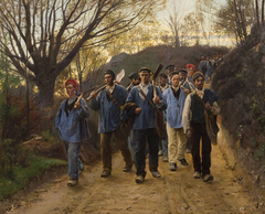 Franske landarbejdere i hulvej by Peder Severin Krøyer