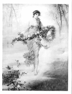 girl with flower-wreaths by Friedrich August von Kaulbach