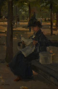 Hatter in a park by Isaac Israels