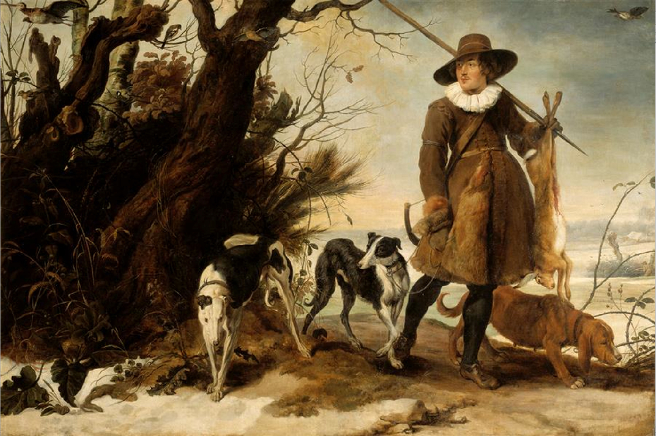 Hunter in a Winter Landscape with Dogs