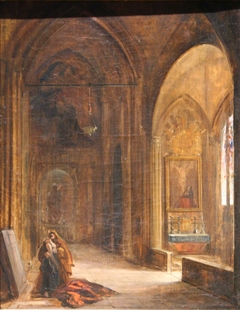 Intérieur d'église. by Louis Nicolas Philippe Auguste de Forbin