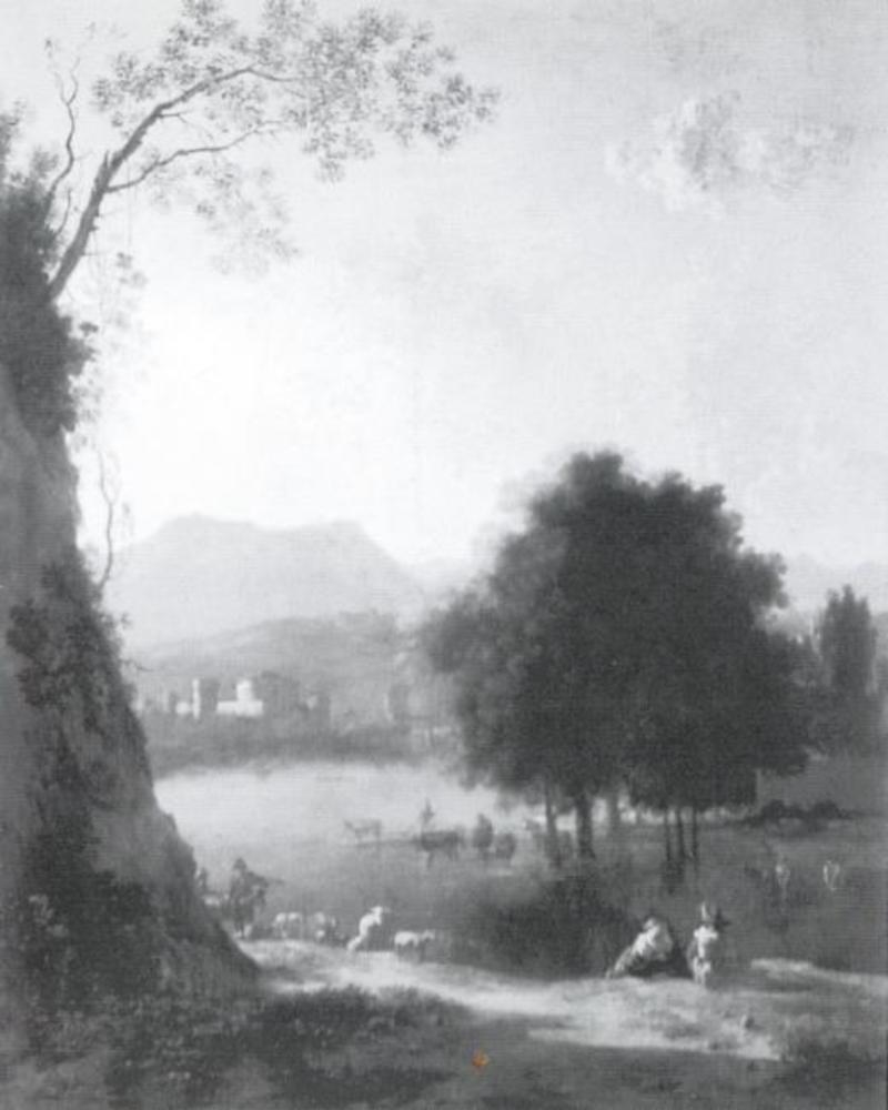 Italian River Landscape with Figures