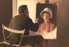 Kramskoy Painting a Portrait of His Daughter