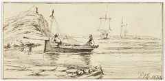 Kustlandschap met een roeibootje by Pieter van Loon